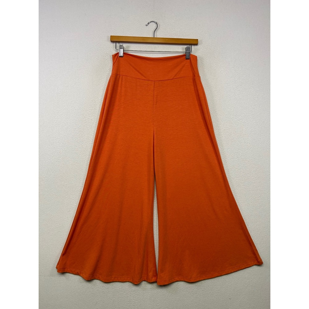 Boho Palazzo Zenana Premium Womens Large Orange Wide Leg High Rise Pants Hippie